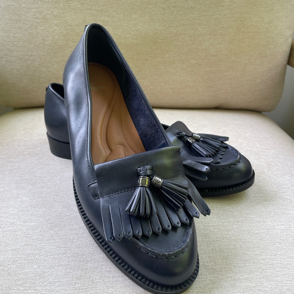 Dune London navy blue leather loafers (EU39)